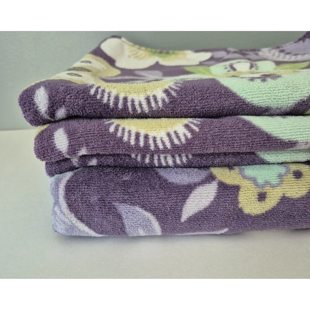 Peri Home Purple Yellow Floral 4 Piece Soft Bath and Hand Towels Set